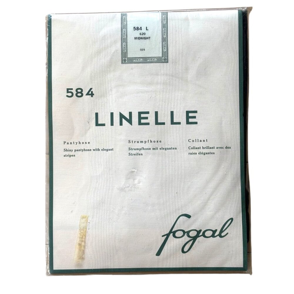 Vintage Fogal Linelle 584 Pantyhose L Midnight Stripes VTG Made in France Pin-Up